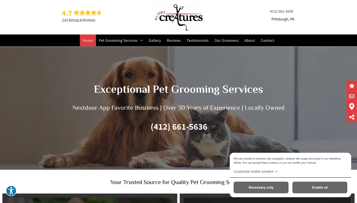 All God's Creatures website screenshot