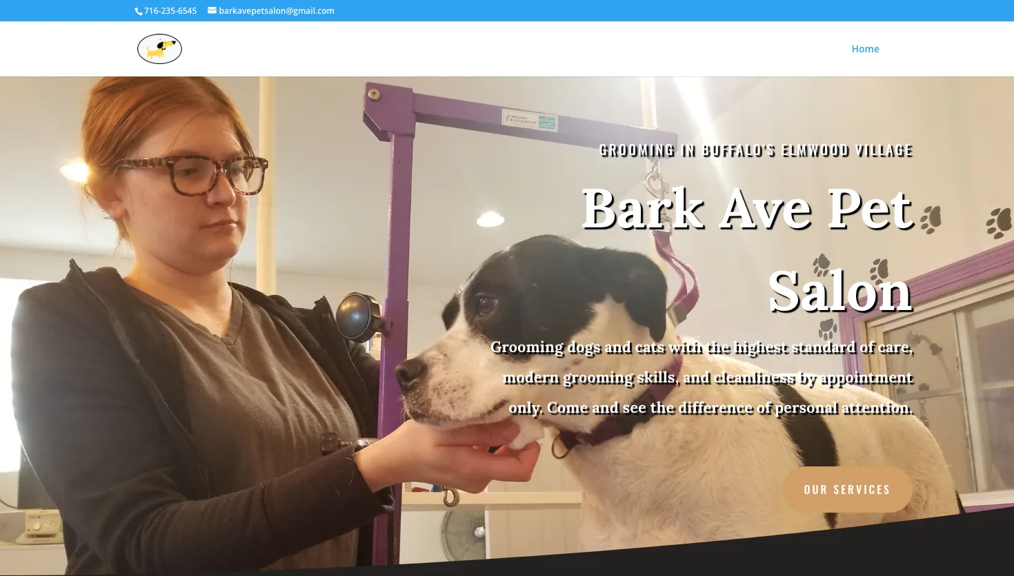 Bark Avenue Pet Salon website screenshot