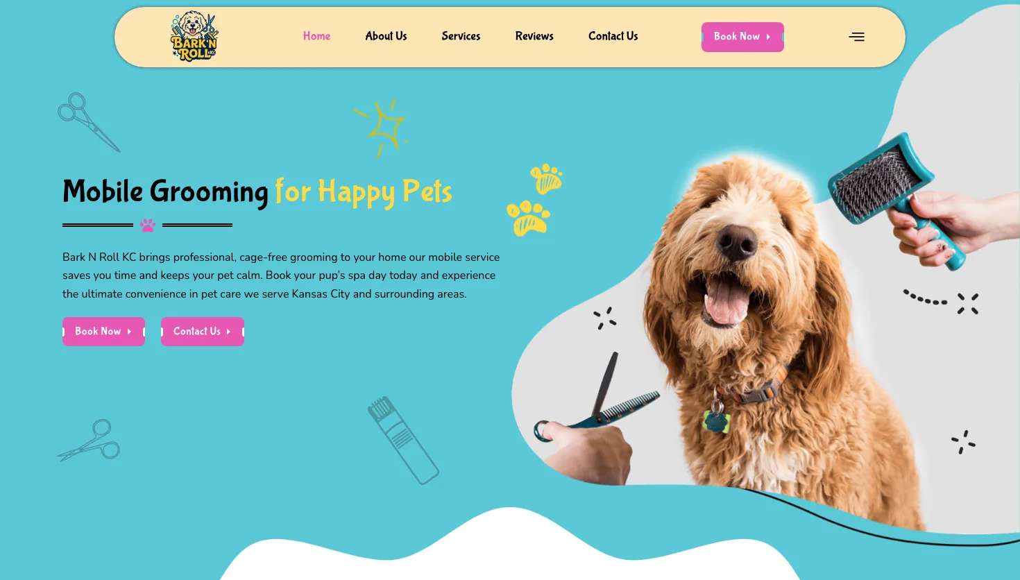 Bark N Roll Mobile Dog Grooming website screenshot
