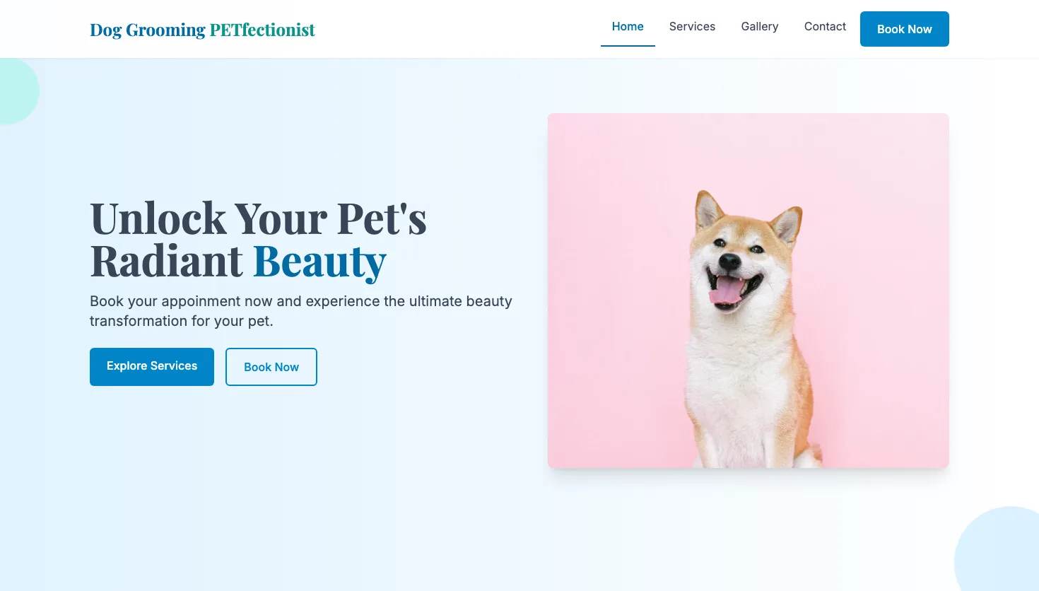 Dog Grooming PETfectionist website screenshot