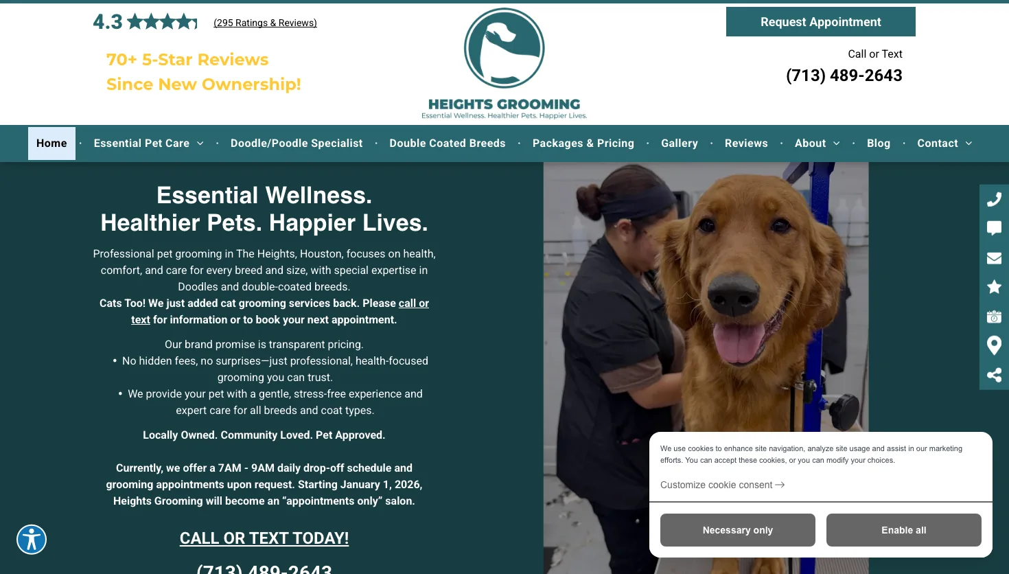 Heights Grooming website screenshot