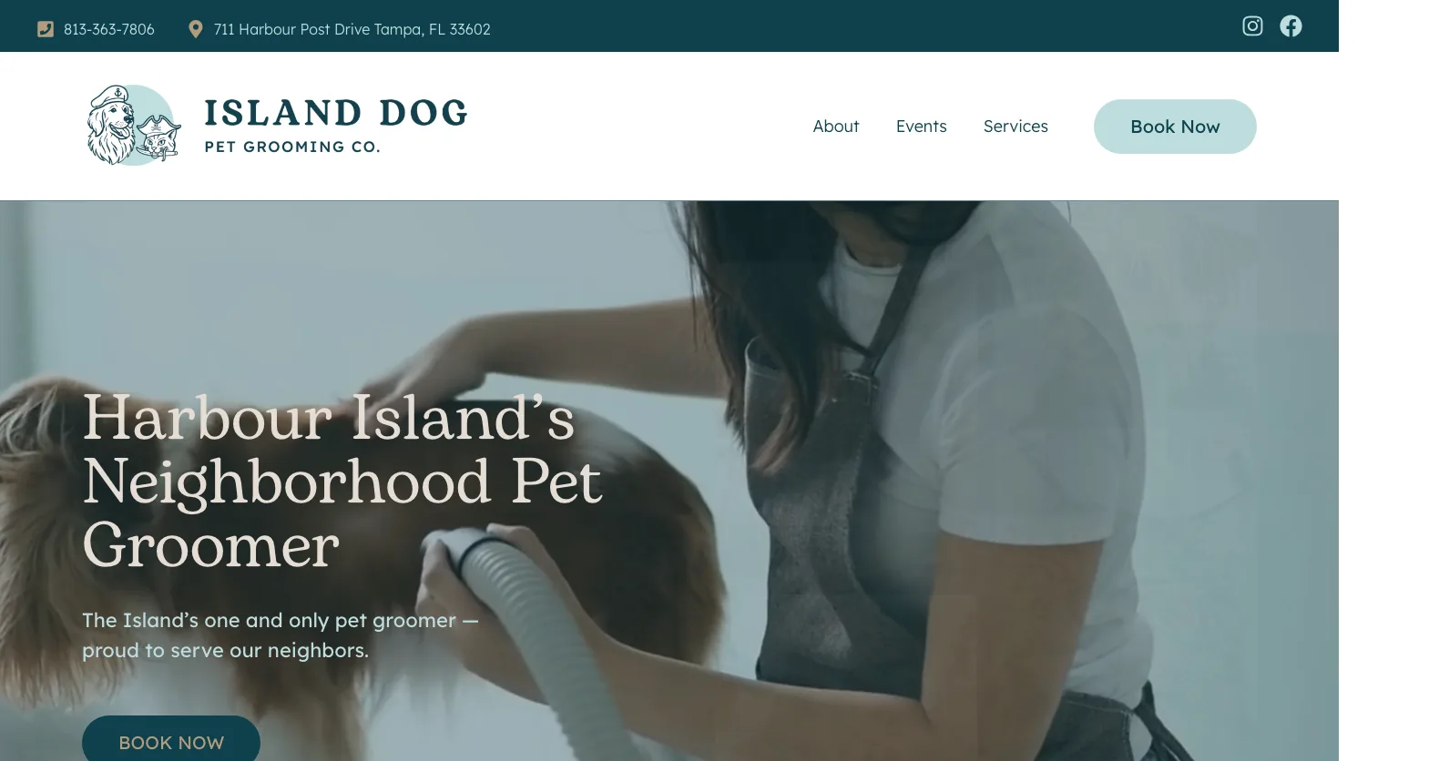 Island Dog Pet Grooming Co. website screenshot