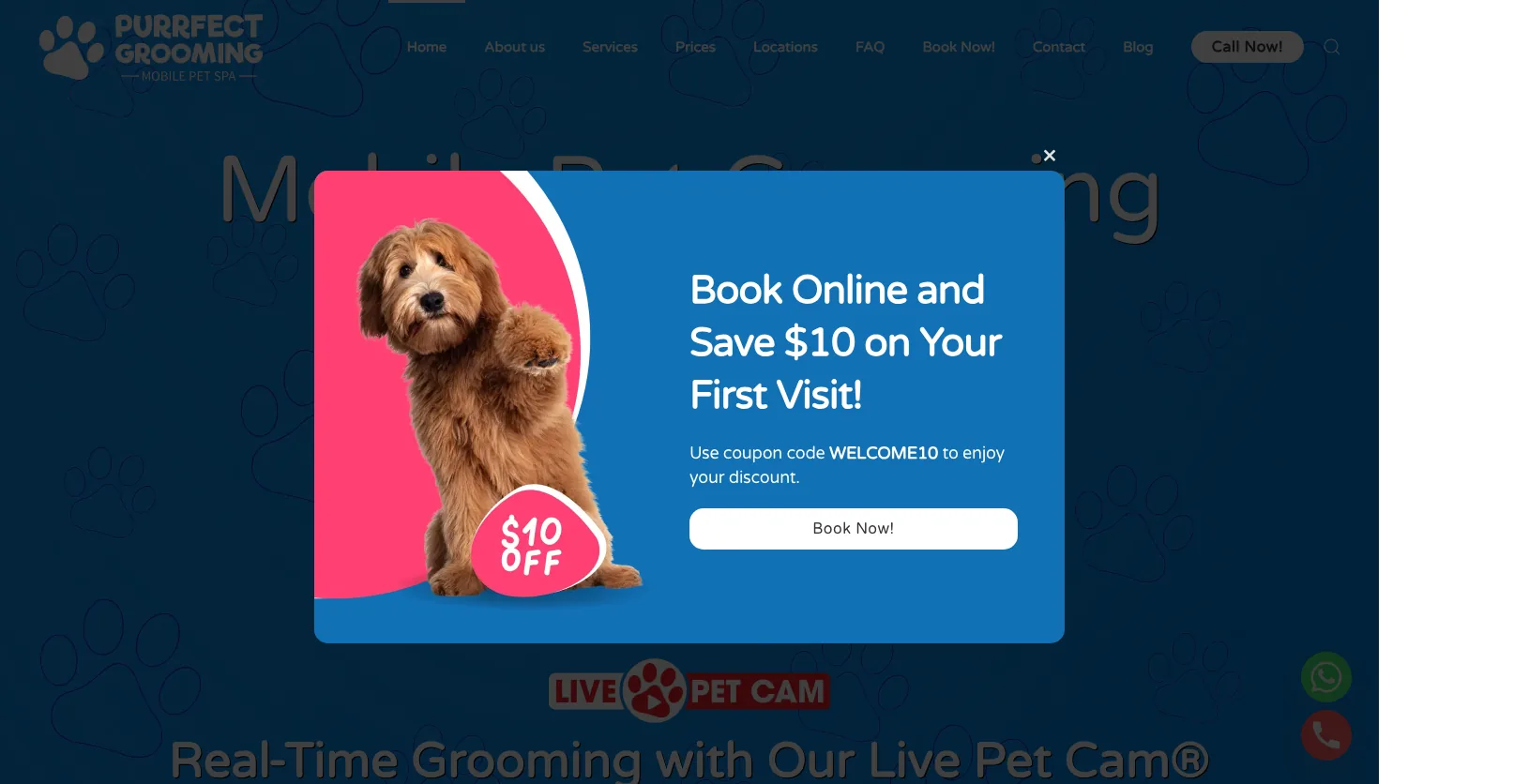 Purrfect Grooming - Mobile Pet Spa website screenshot