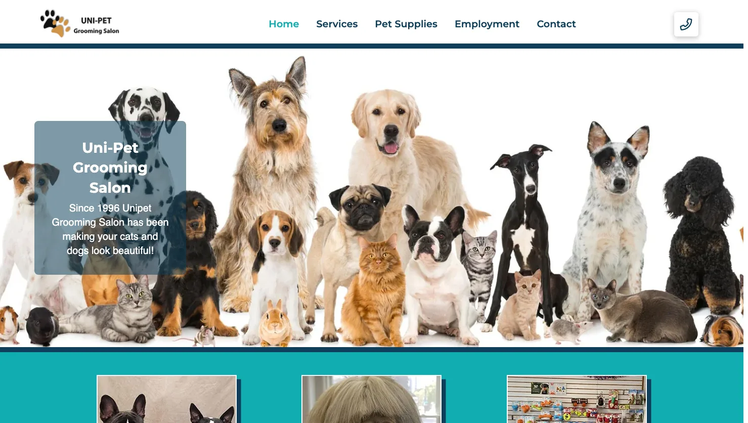 Uni-Pet Grooming Salon Inc website screenshot