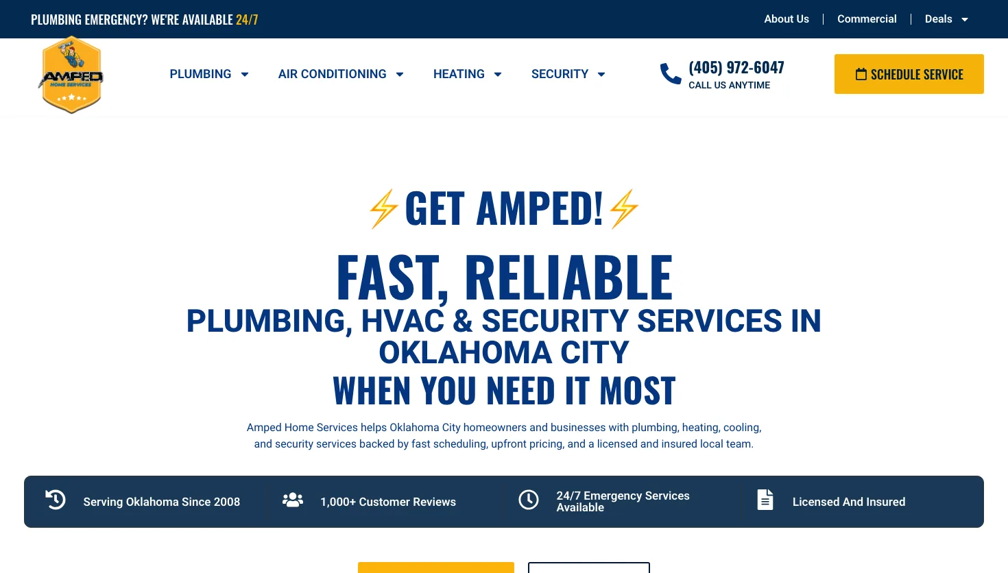 Amped Home Services website screenshot