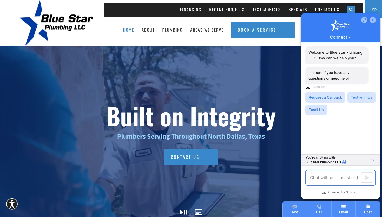 Blue Star Plumbing LLC website screenshot