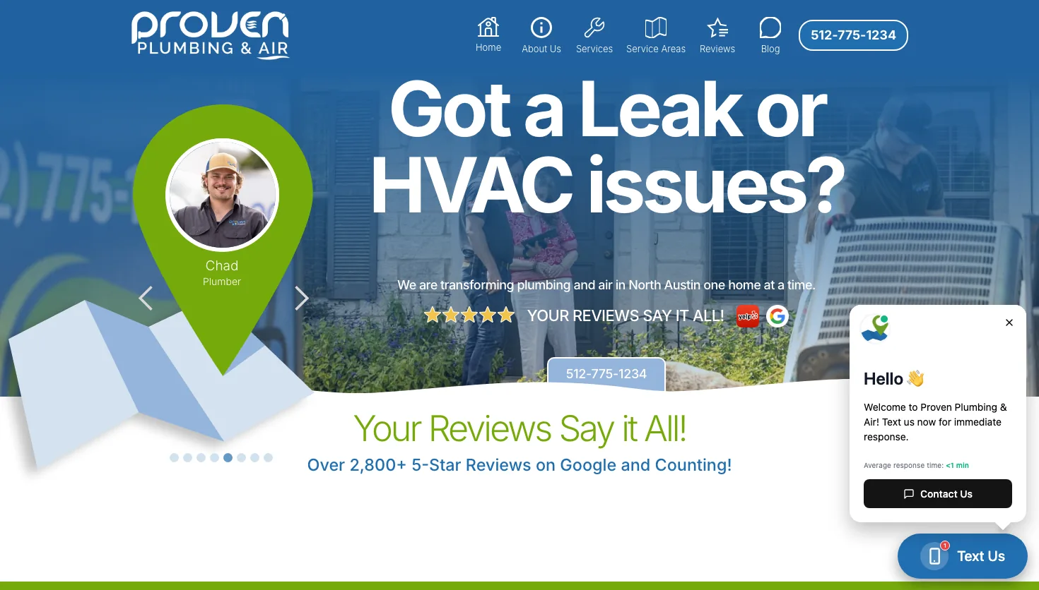 Proven Plumbing & Air website screenshot