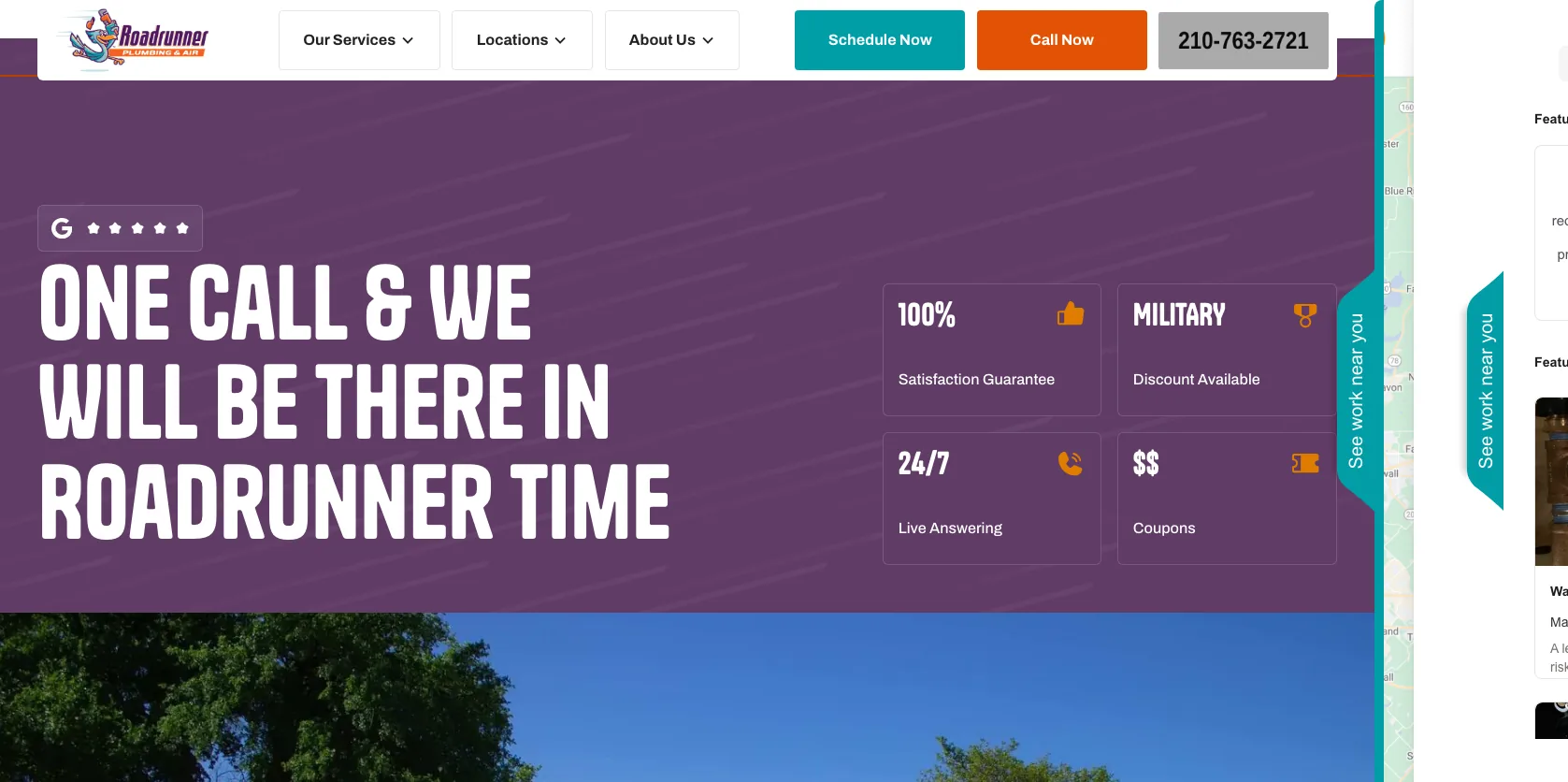 Roadrunner Plumbing & Air website screenshot