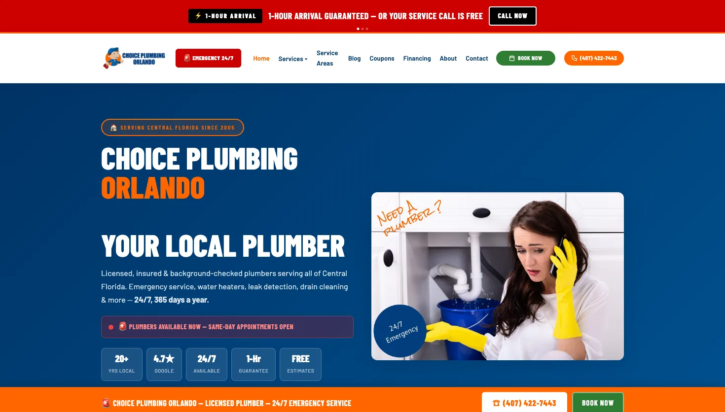 Choice Plumbing Orlando website screenshot