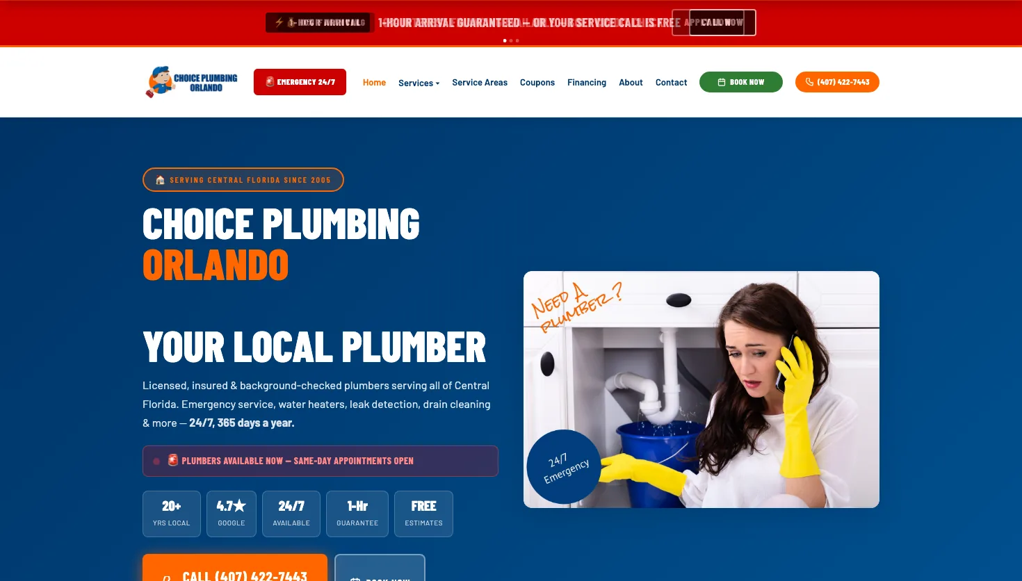 Choice Plumbing Orlando website screenshot