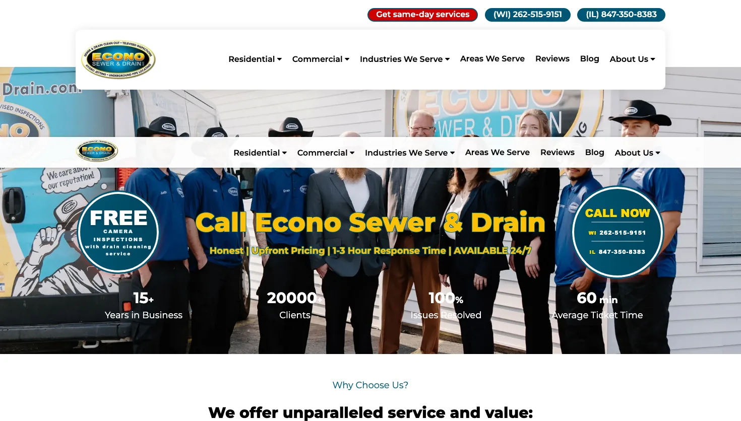 Econo Sewer and Drain website screenshot