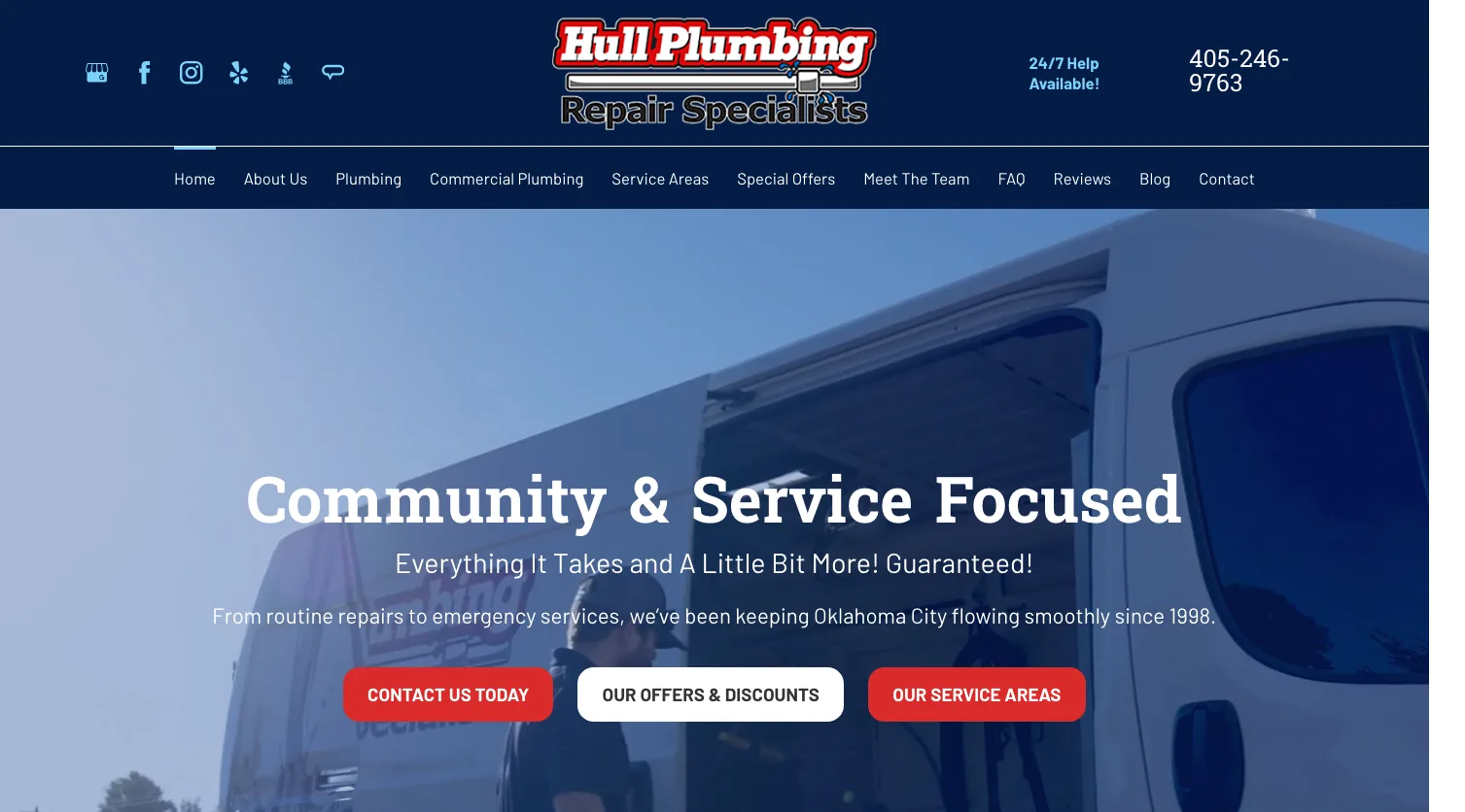 Hull Plumbing, Inc. website screenshot