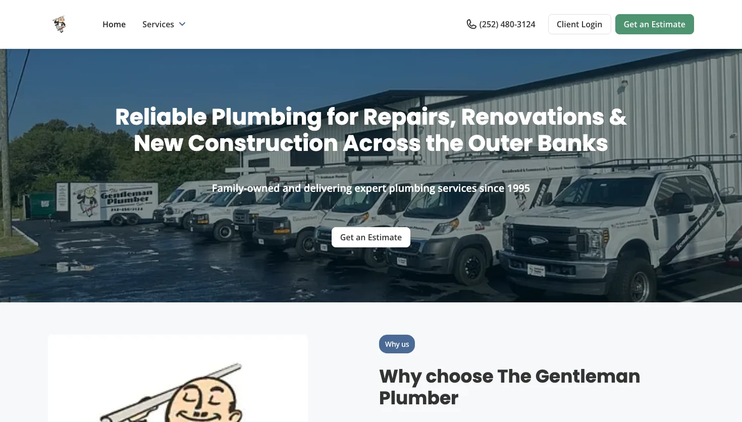 The Gentleman Plumber website screenshot