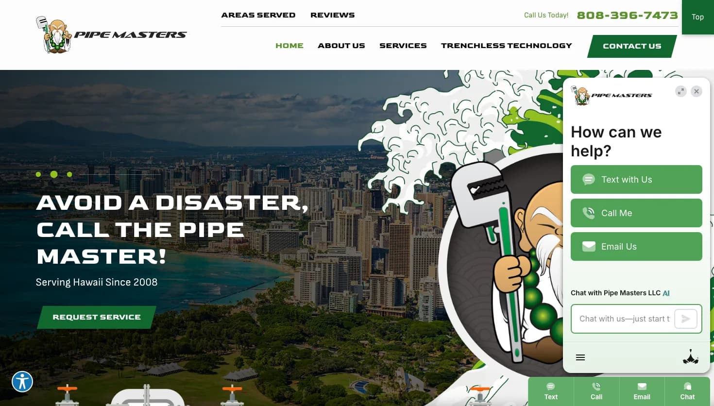 Pipe Masters website screenshot