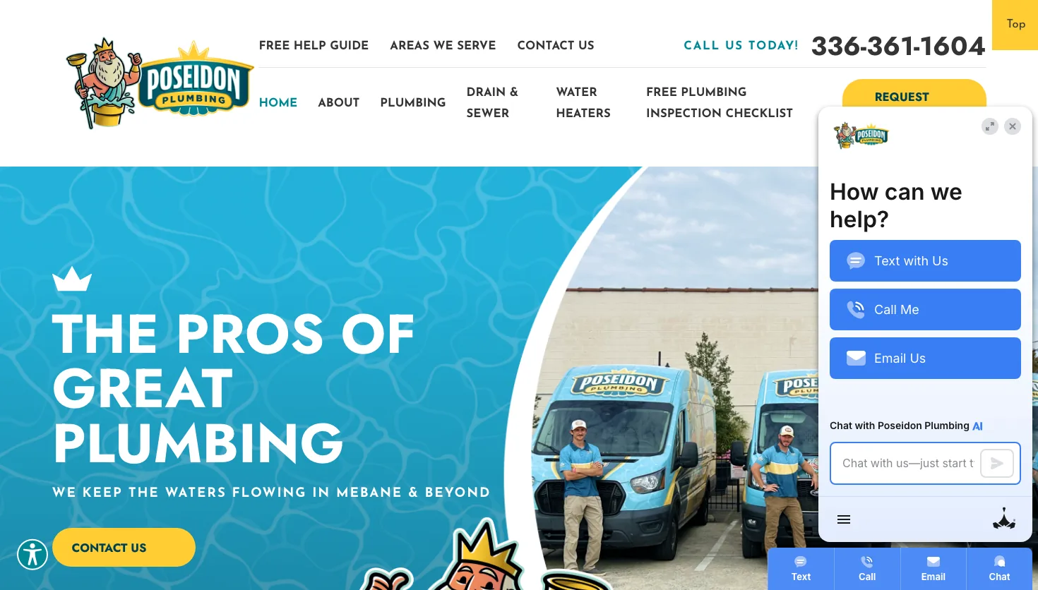 Poseidon Plumbing LLC website screenshot