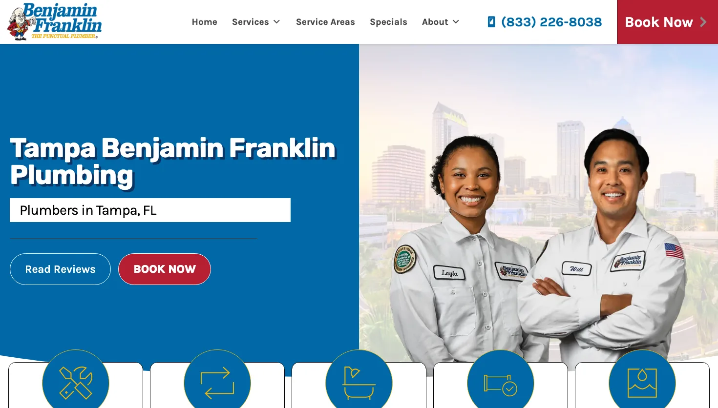 Benjamin Franklin Plumbing website screenshot