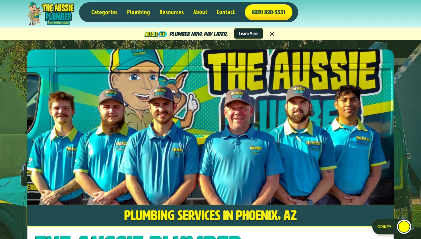 The Aussie Plumber website screenshot