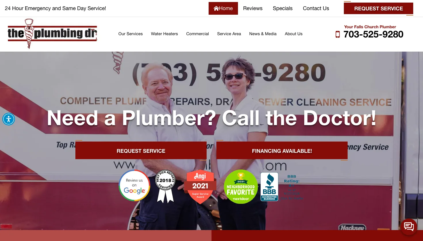The Plumbing Dr website screenshot