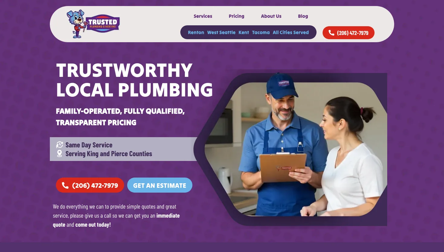Trusted Plumbing & Heating LLC - Seattle website screenshot