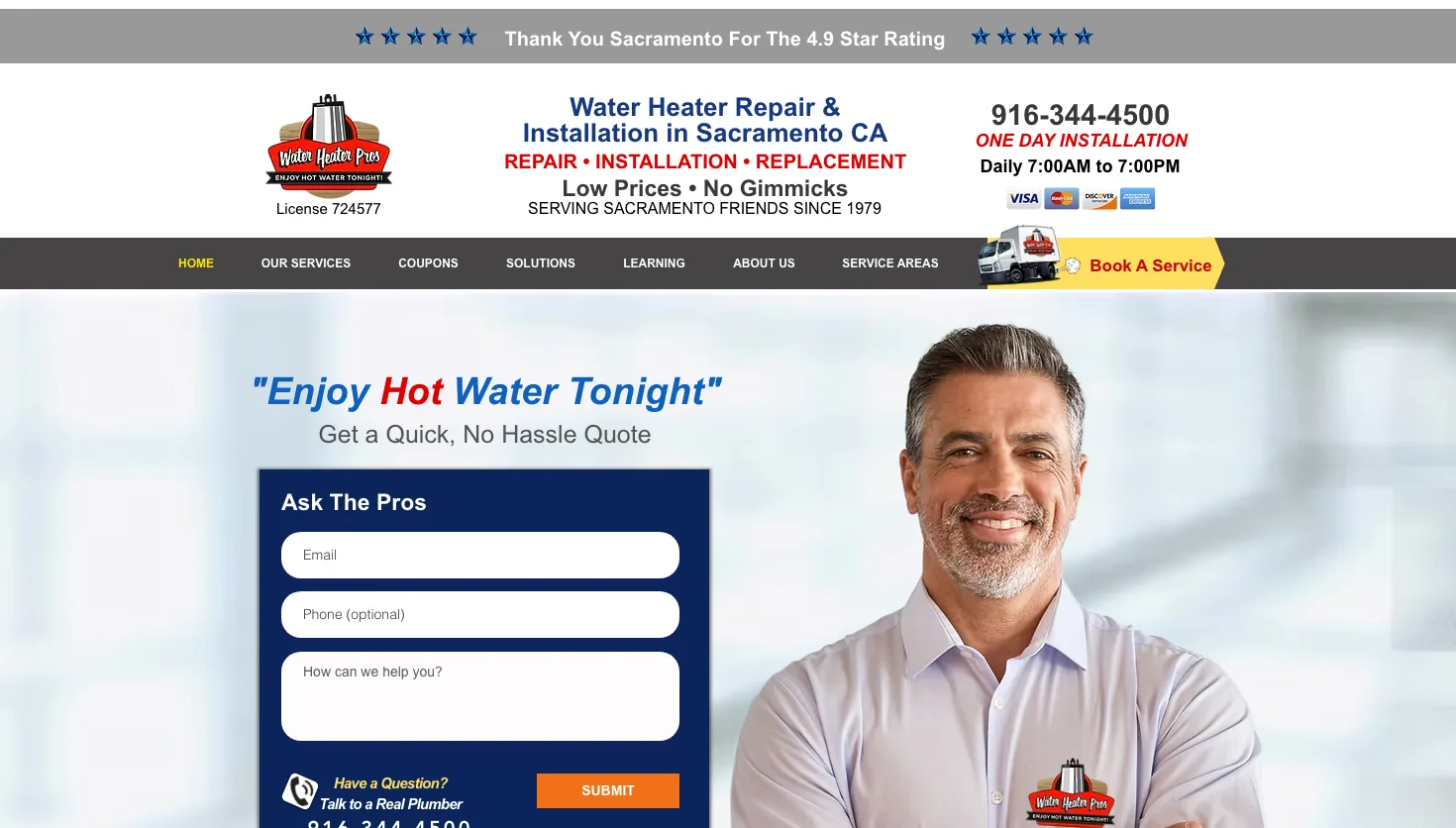 Water Heater Pros website screenshot
