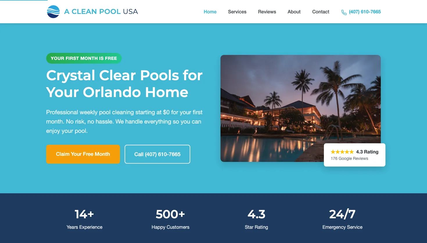 A Clean Pool USA website screenshot