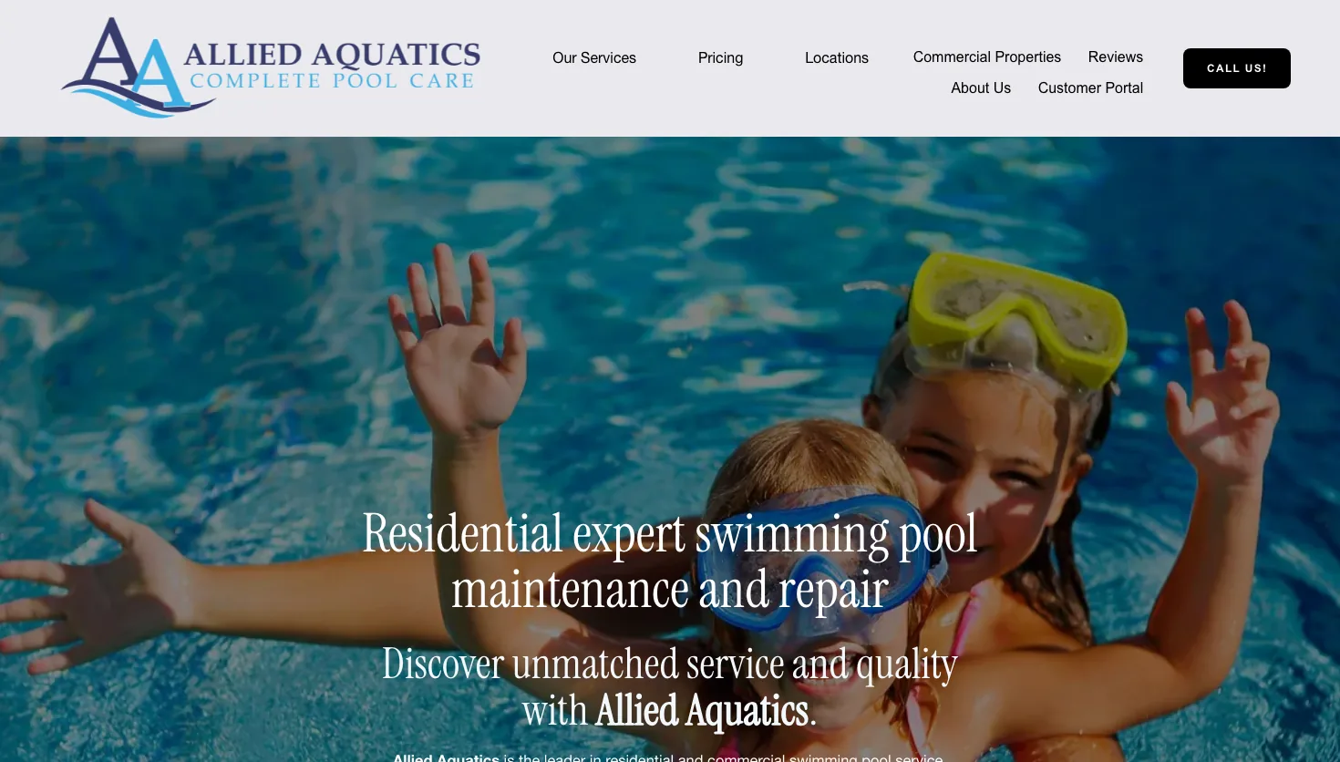 Allied Aquatics Complete Pool Care website screenshot