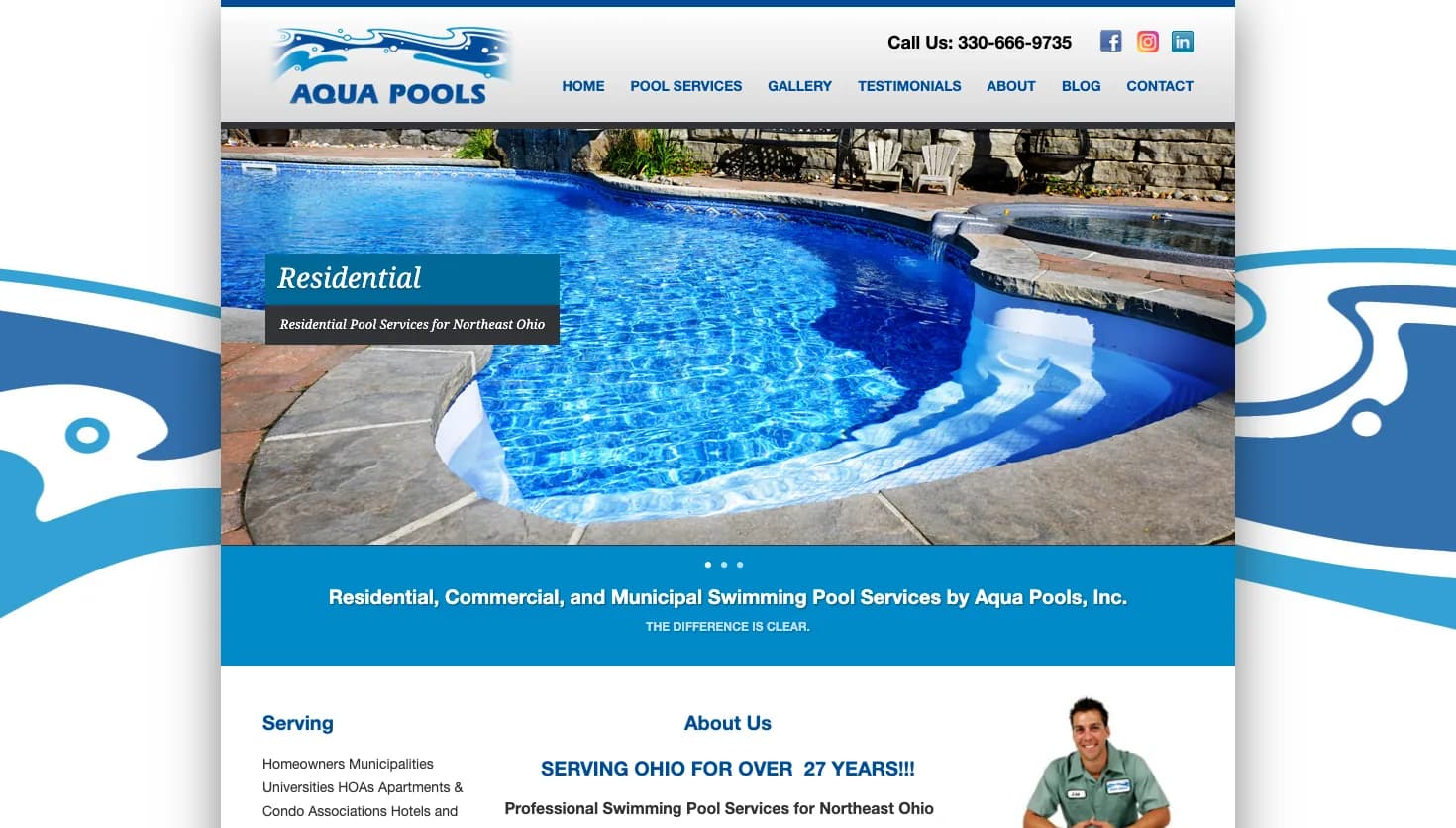 Aqua Pools website screenshot