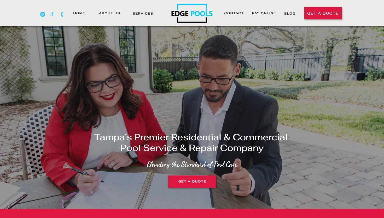 Edge Pools website screenshot