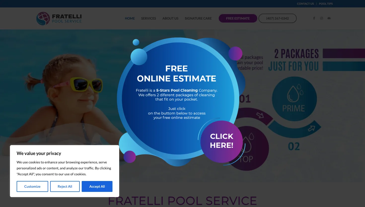 Fratelli Pool Service website screenshot