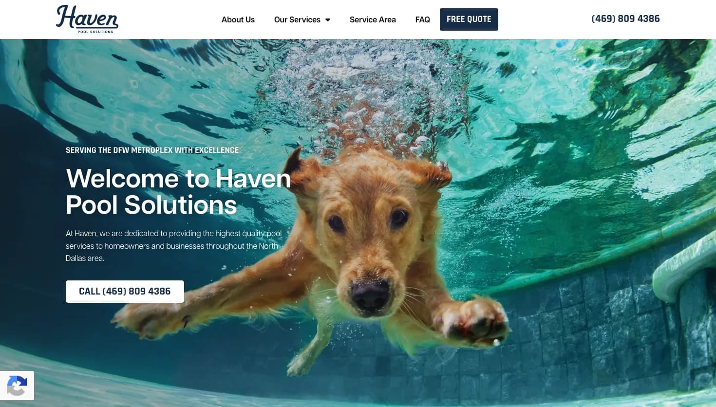 Haven Pool Solutions website screenshot