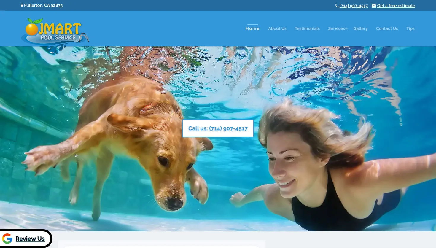 JMart Pool Service website screenshot