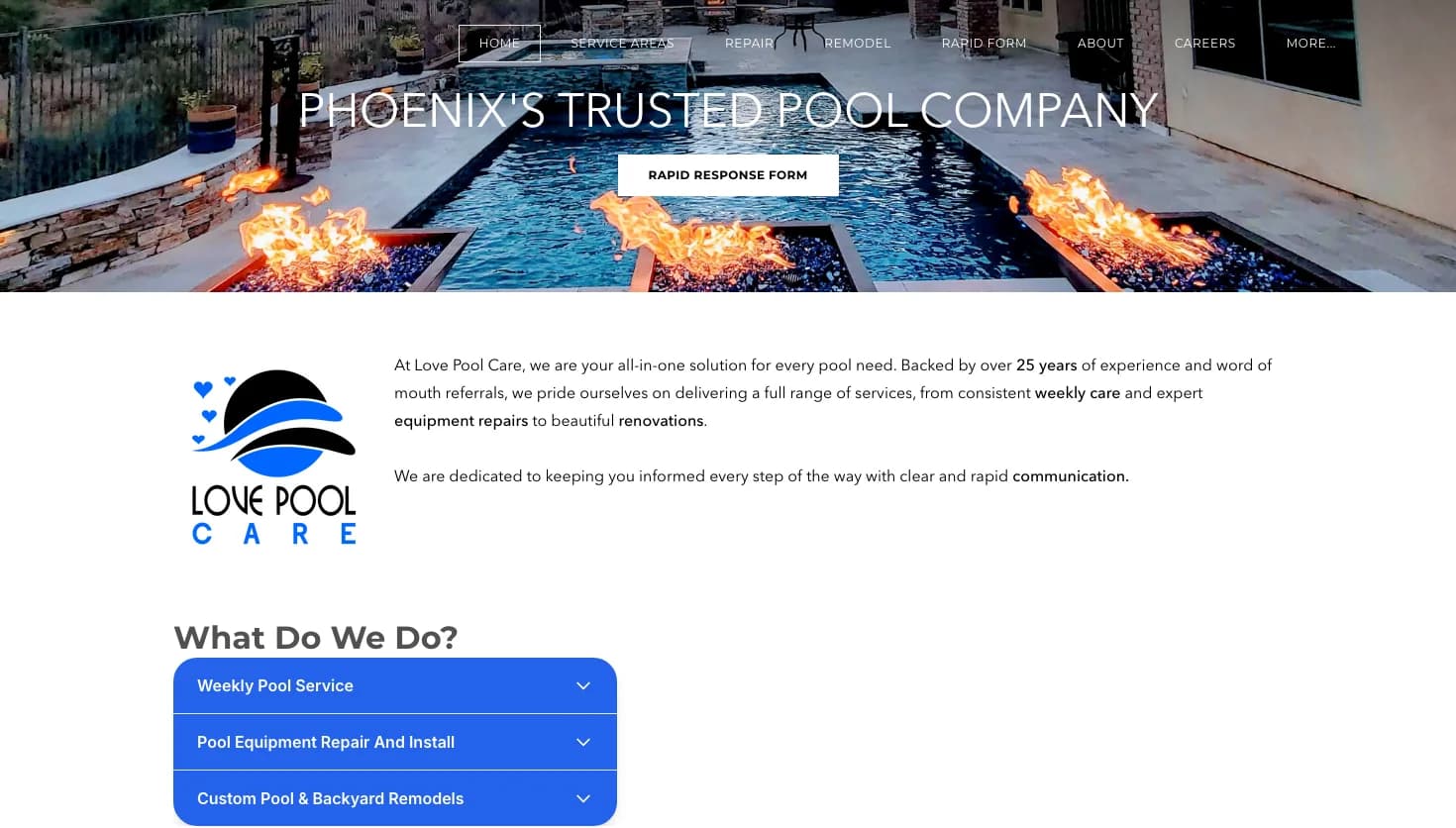 Love Pool Care website screenshot