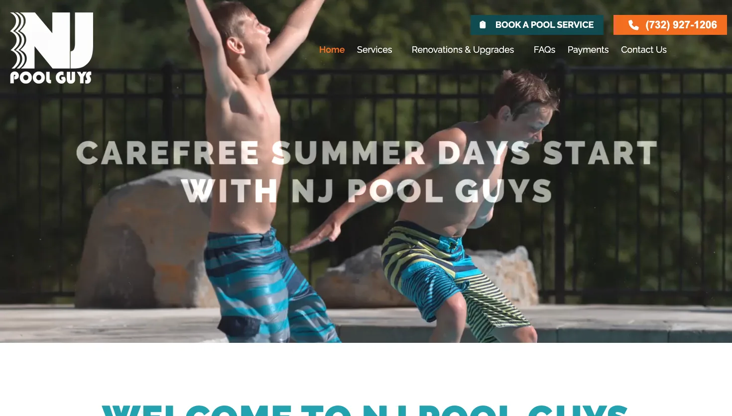 NJ Pool Guys website screenshot