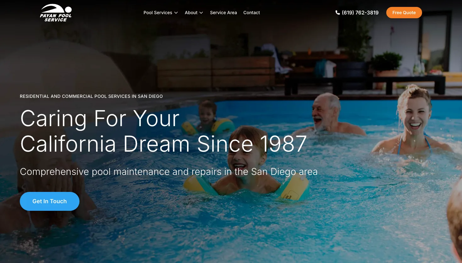 Payan Pool Service, Inc. website screenshot