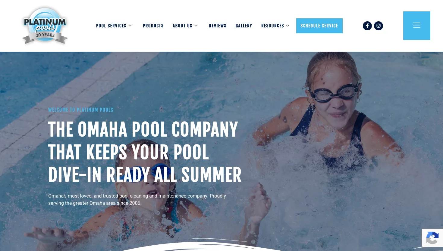 Platinum Pools website screenshot