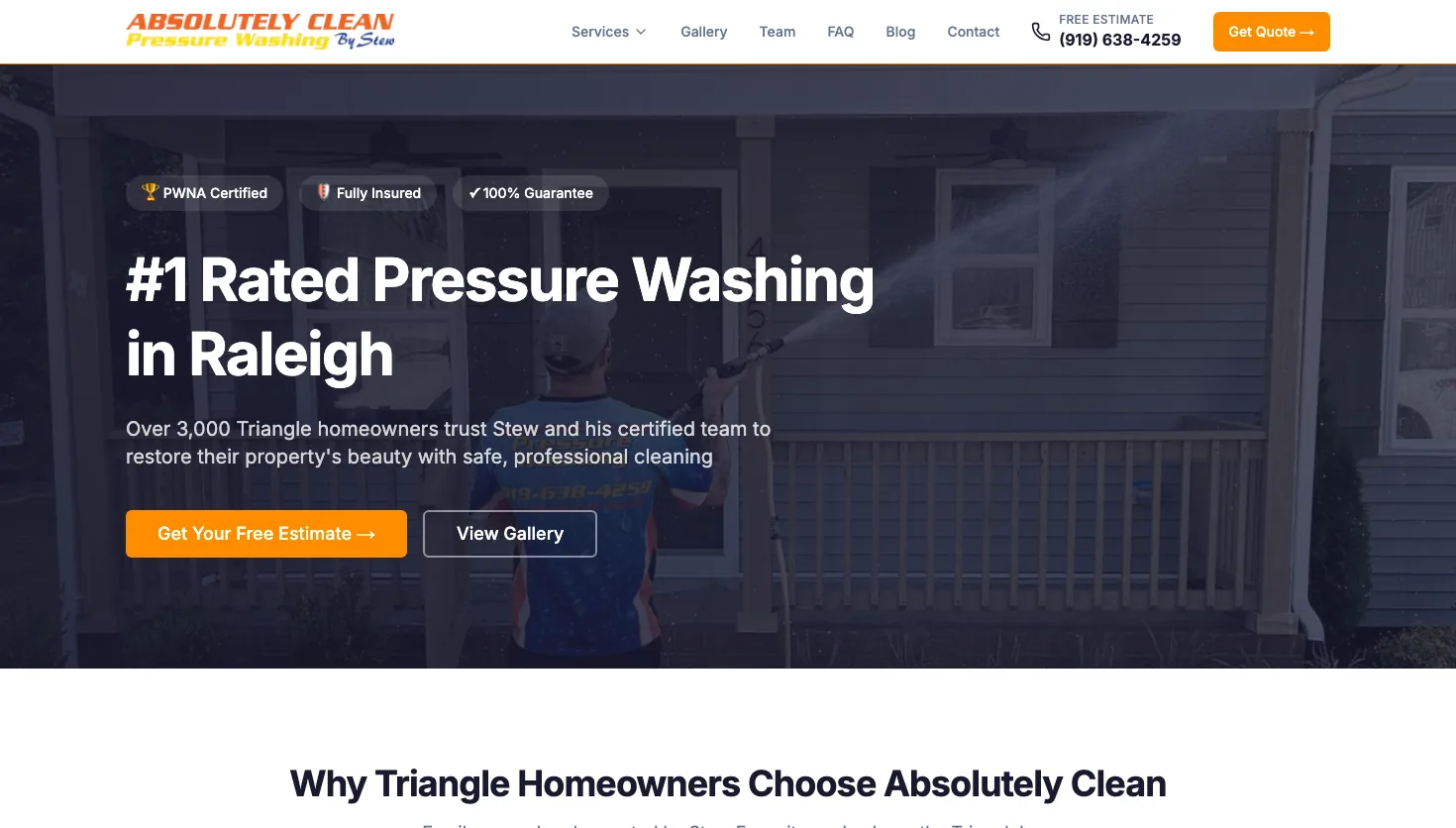 Absolutely Clean Pressure Washing website screenshot