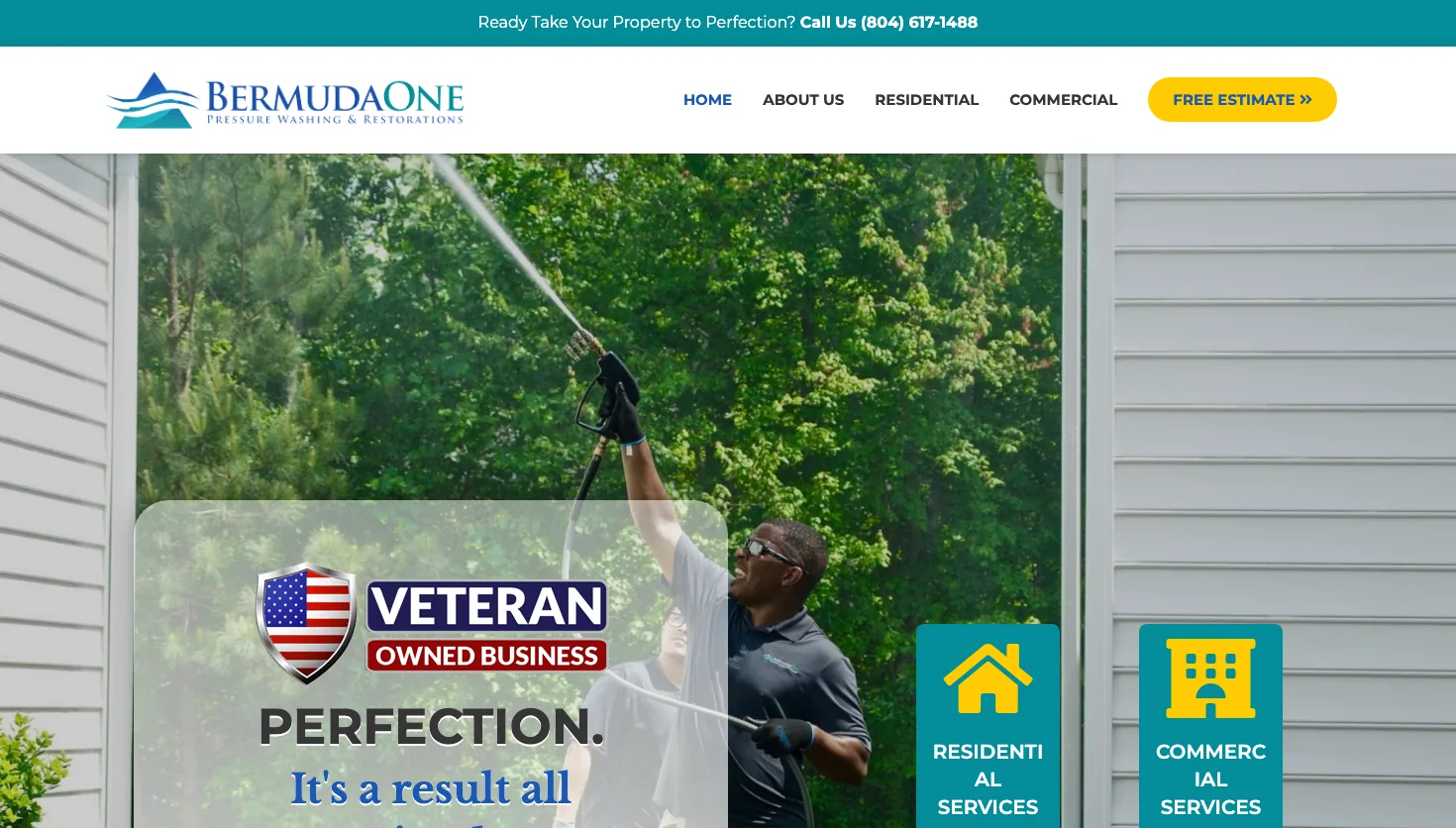Bermuda One Pressure Washing and Restorations website screenshot