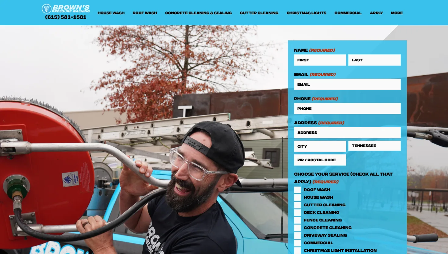 Brown's Pressure Washing of Houston Texas LLC website screenshot