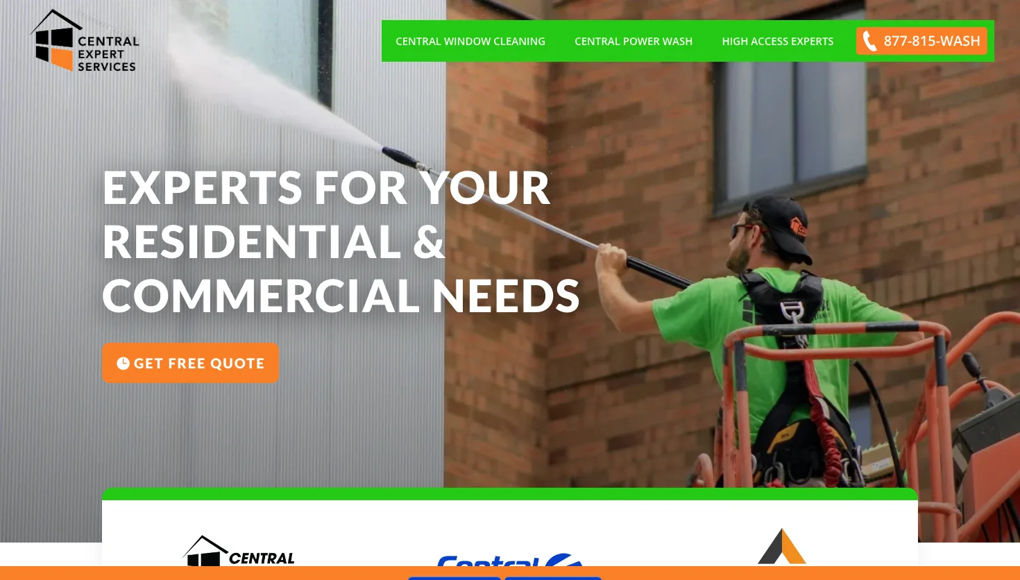 Central Window Cleaning website screenshot