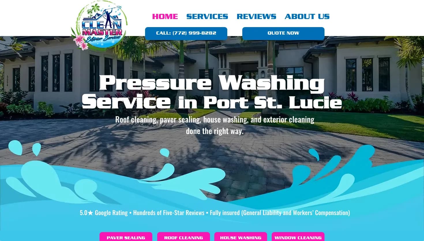 Clean Master Exterior Services website screenshot