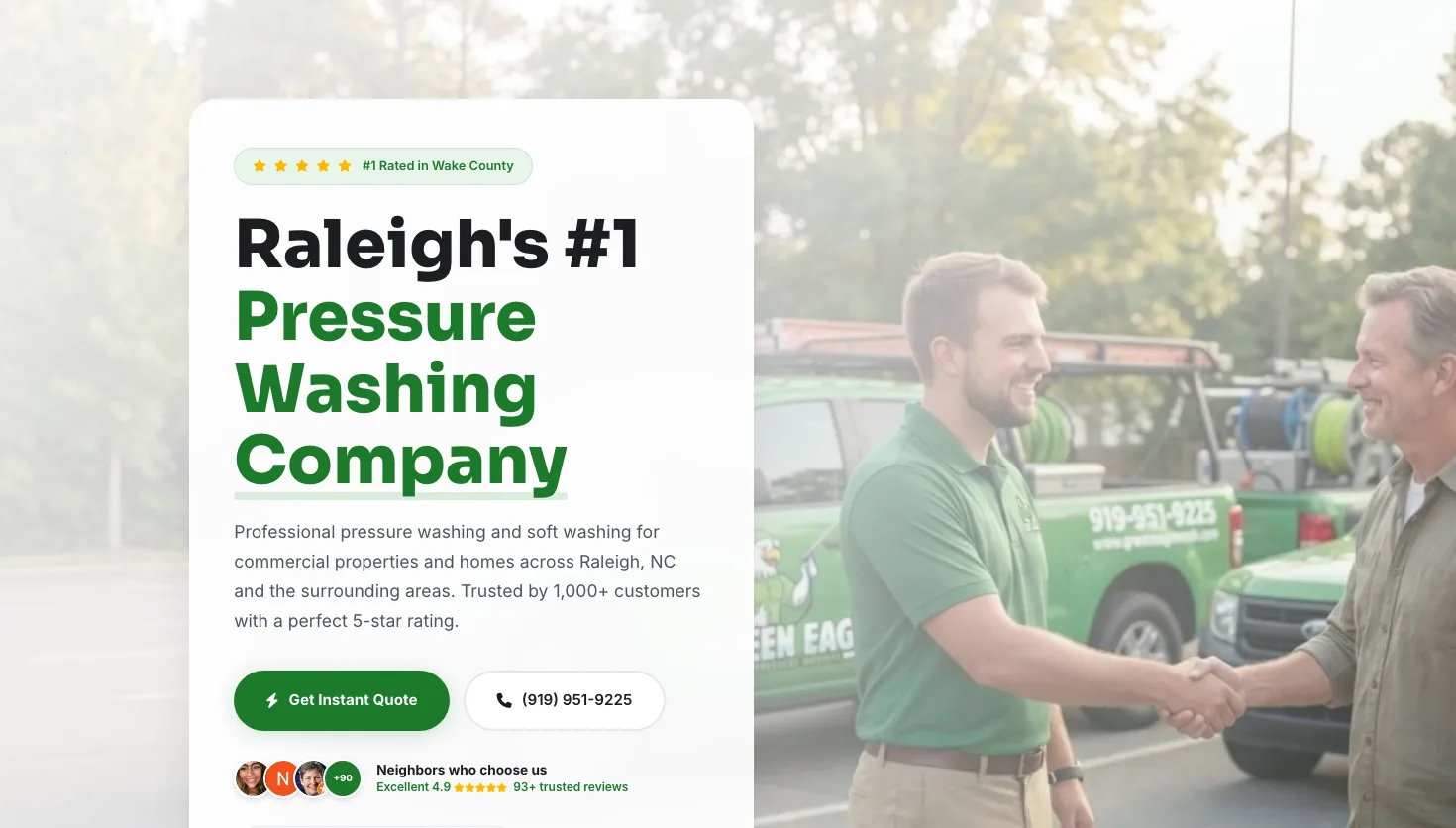 Green Eagle Pressure Washing LLC website screenshot