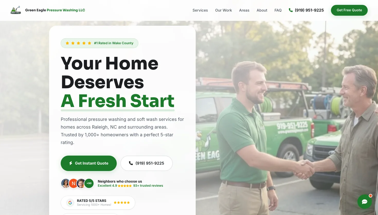 Green Eagle Pressure Washing LLC website screenshot