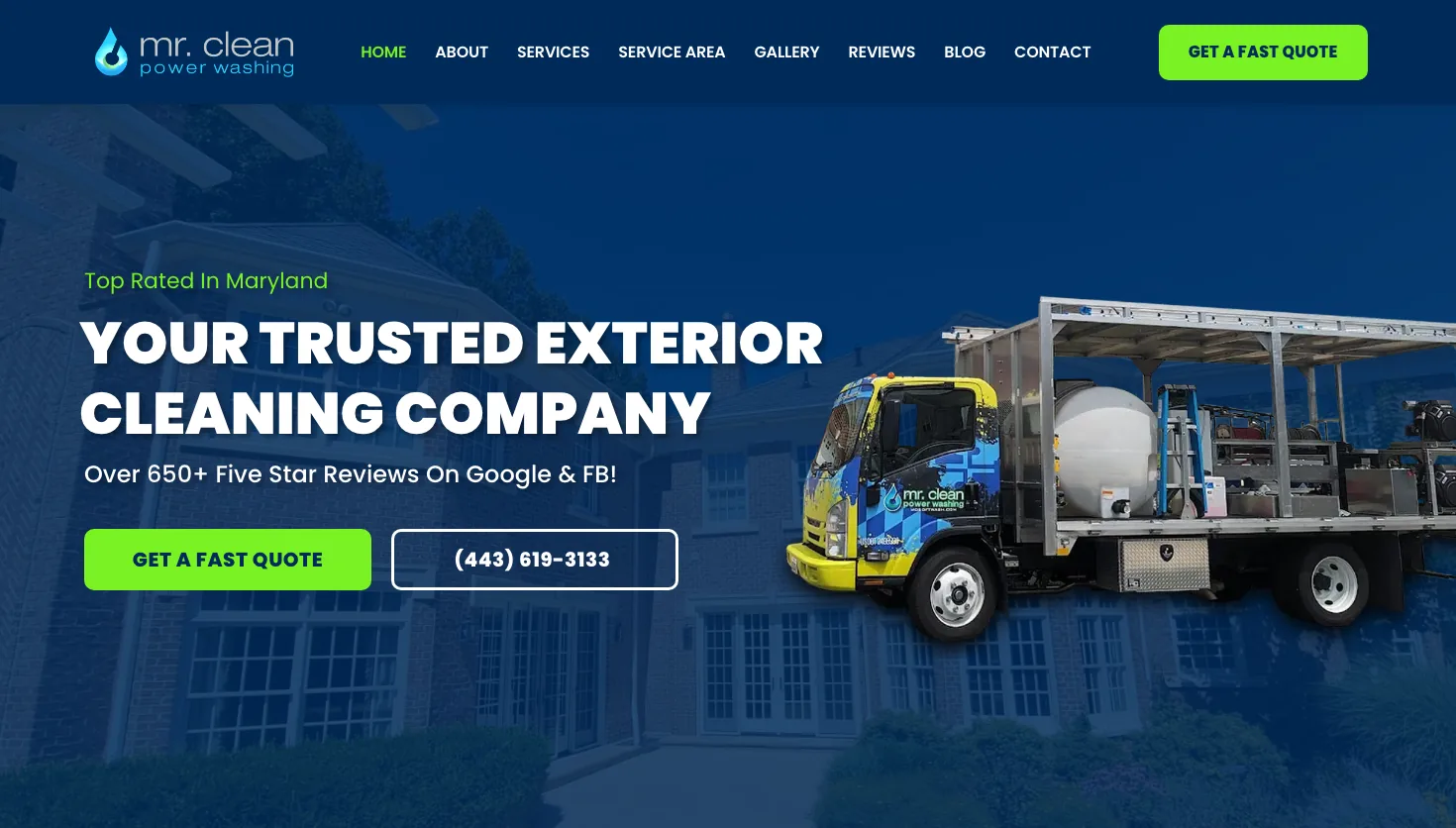 Mr. Clean Power Washing, LLC website screenshot