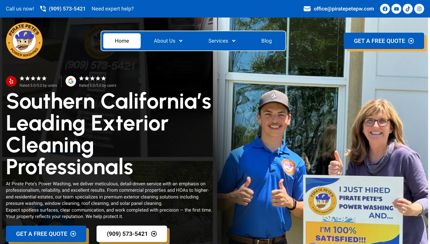 Pirate Pete’s Power Washing website screenshot