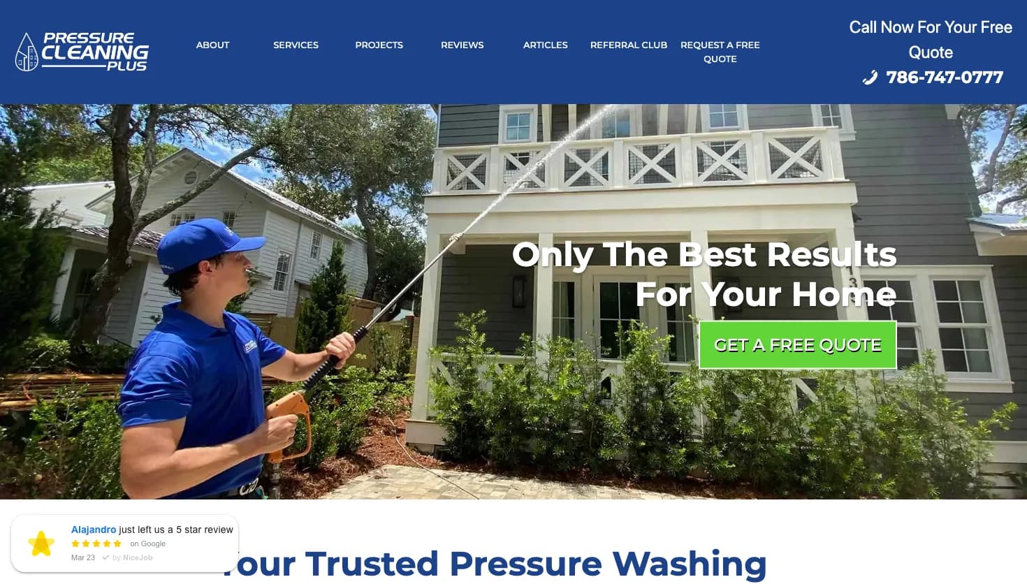 Pressure Cleaning Plus website screenshot