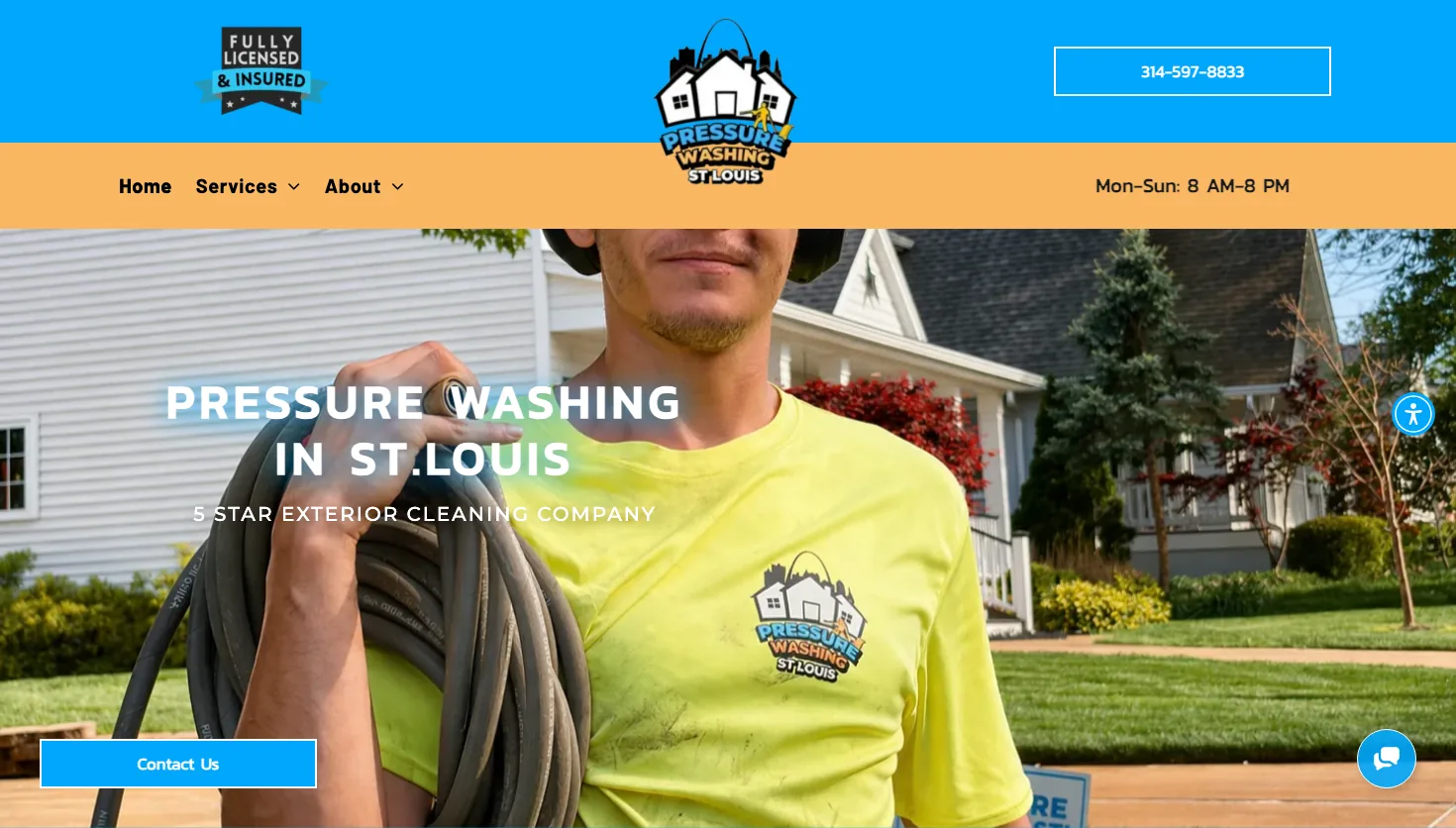 PRESSURE WASHING ST. LOUIS website screenshot