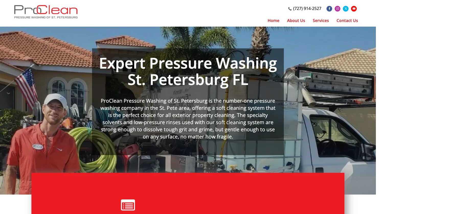 ProClean Pressure Washing of St. Petersburg website screenshot