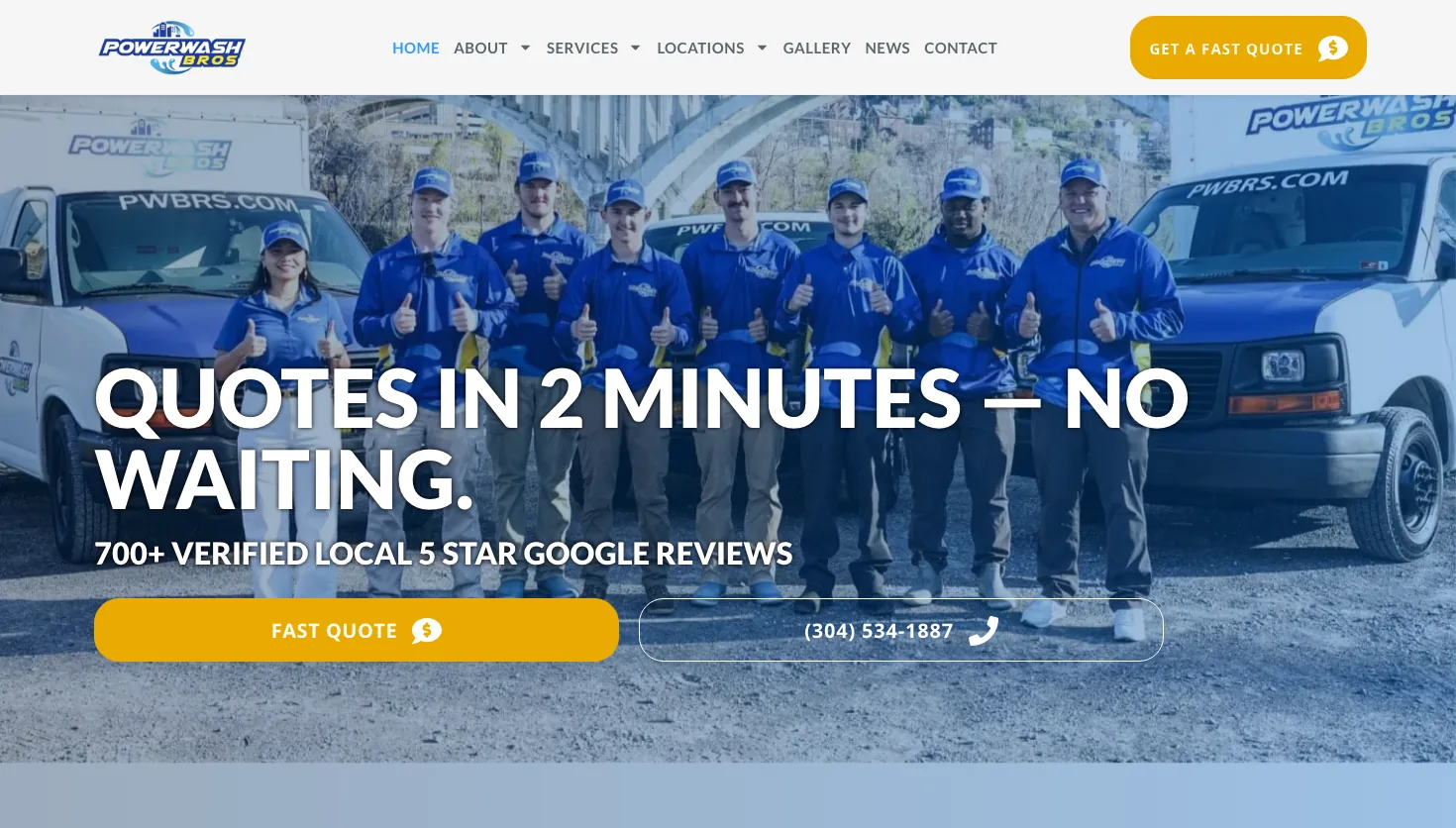Powerwash Bros website screenshot