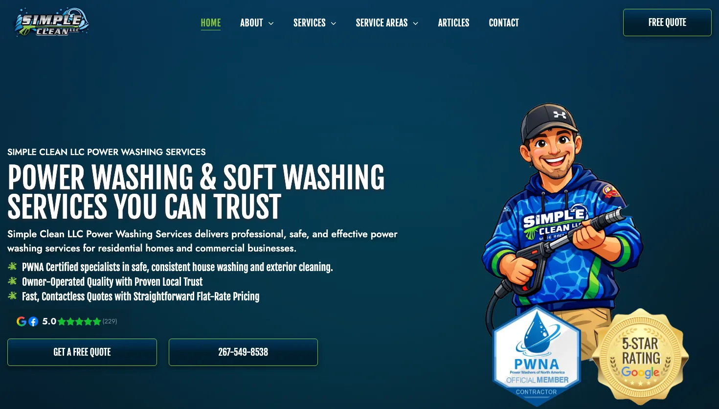 Simple Clean LLC Power Washing Services website screenshot