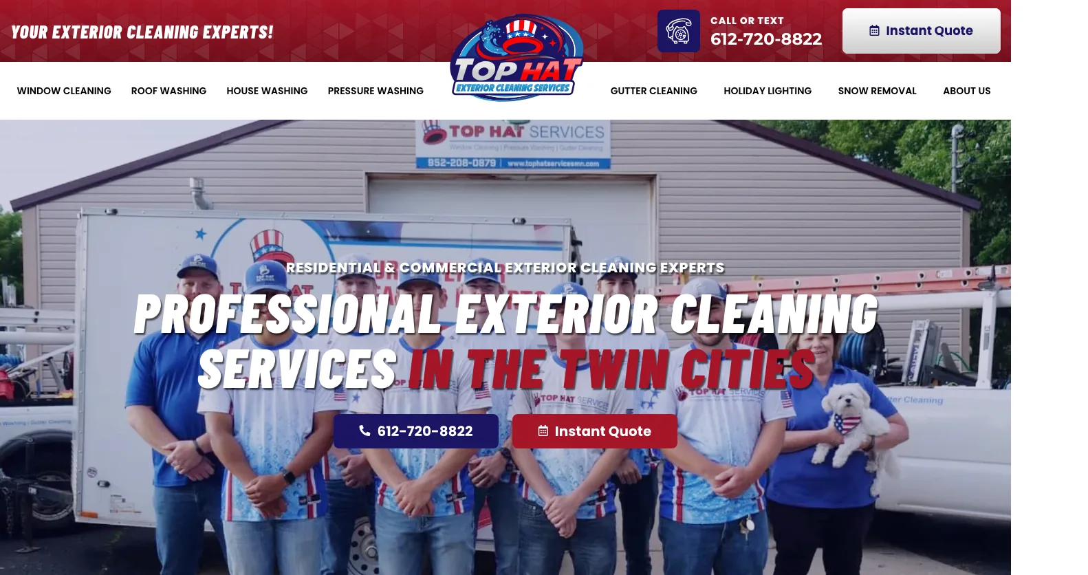 Top Hat Services - Window Cleaning & Pressure Washing website screenshot